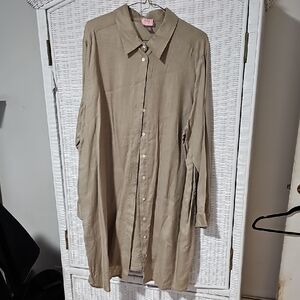 J. Jill Taupe Women's Linen Long Sleeve Shirt